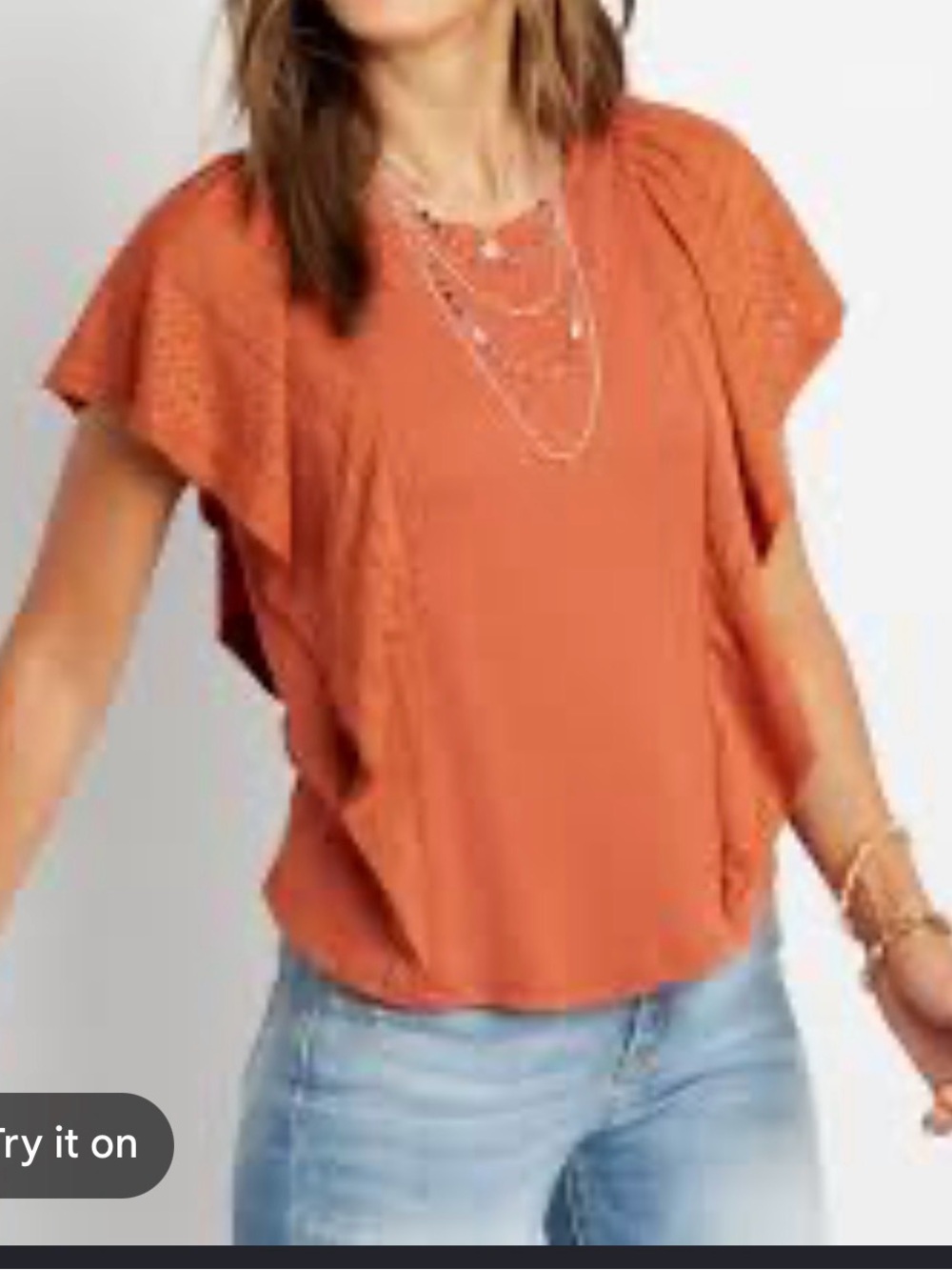Orange Ruffle Flutter Sleeve Top - Picture 4 of 4